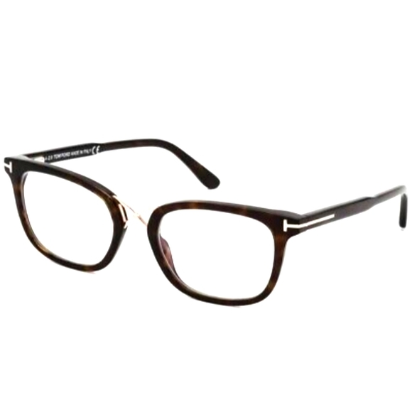 Tom Ford Accessories - Tom Ford FT 5637 -B 052 Eyeglasses - Shiny Classic Dark Havana, Rose Gold/Blue